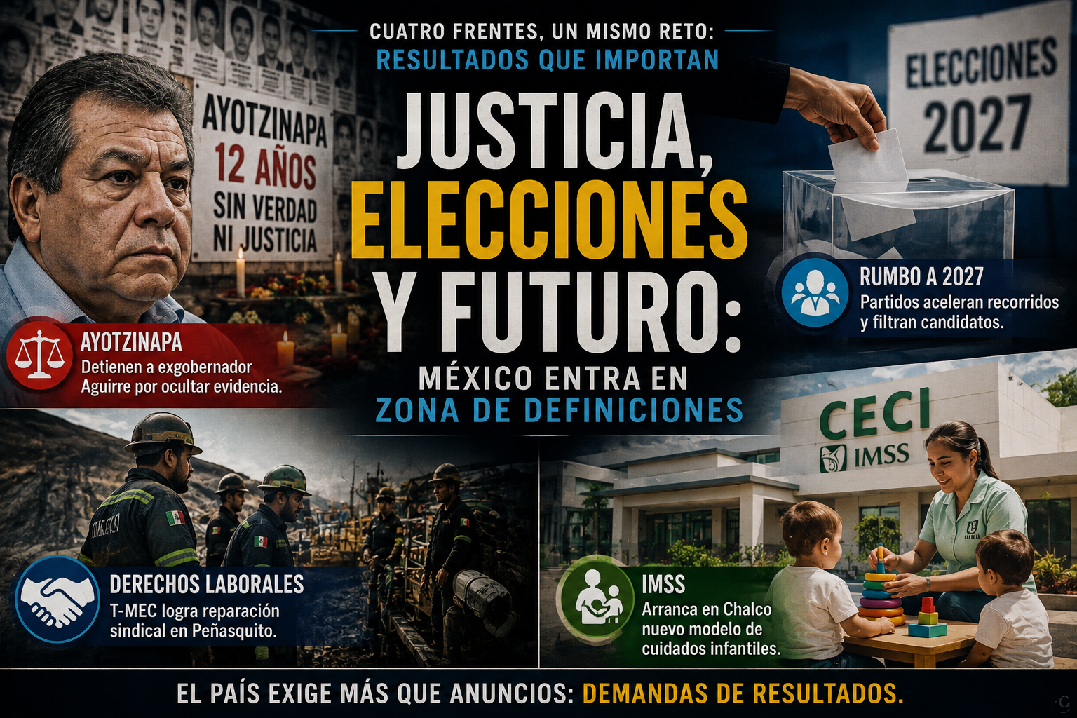 Ayotzinapa reabre el pasado mientras 2027 acelera: política, trabajo e IMSS entran en zona de definiciones